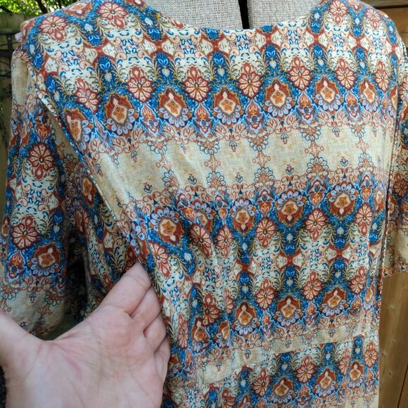 Handmade Boho Dress 42" Bust 38" Waist Rayon Mennonite Cape Modest - Picture 7 of 9